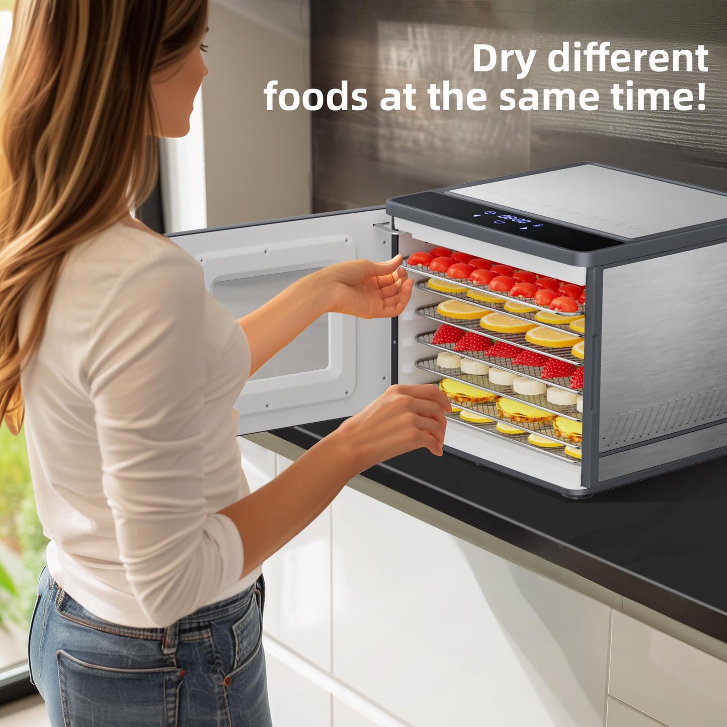 Food Dehydrator Machine for Jerky Beef: TINANA Stainless Steel Food Dryer for Meat - Digital Food Dehydrater for Fruit Herbs