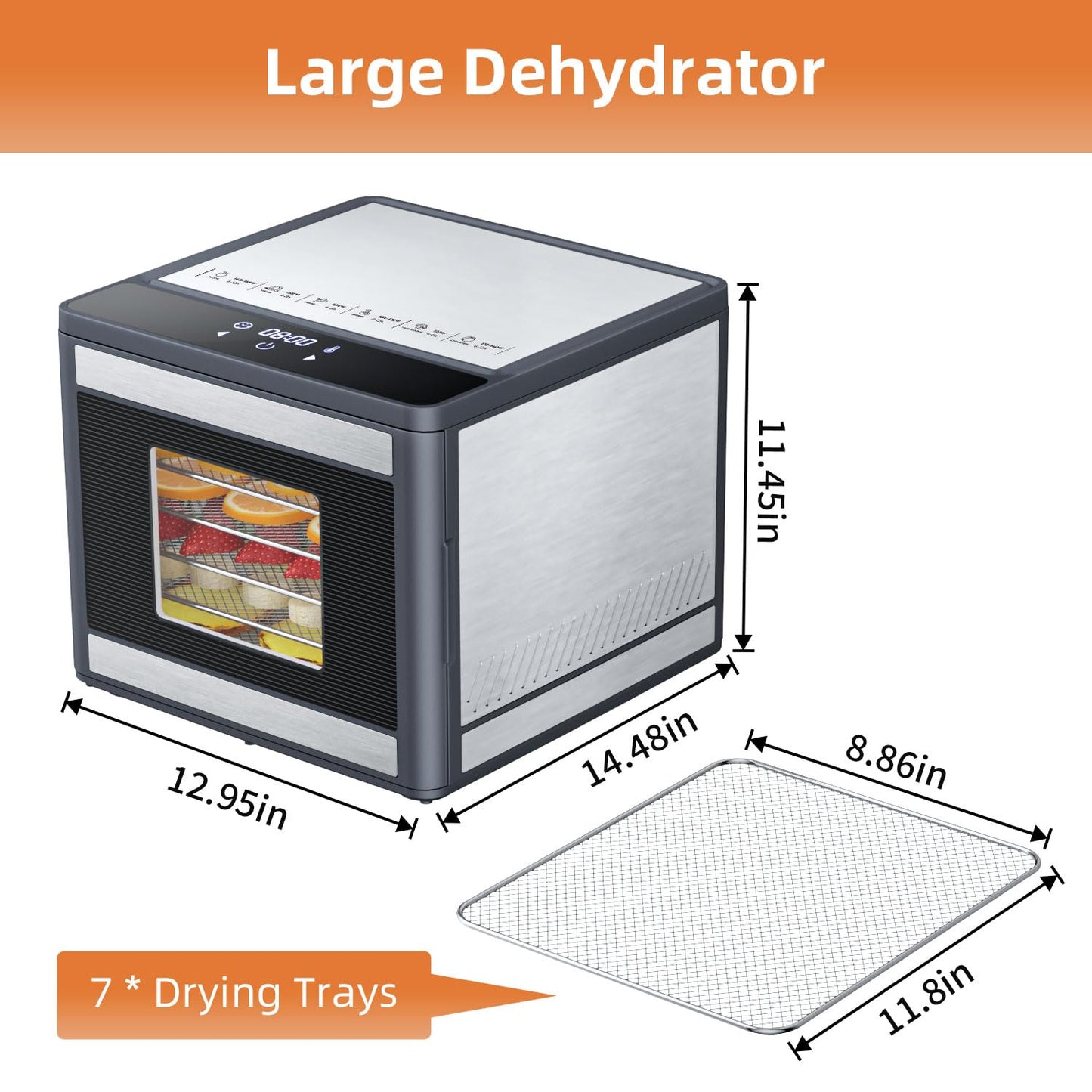 Food Dehydrator Machine for Jerky Beef: TINANA Stainless Steel Food Dryer for Meat - Digital Food Dehydrater for Fruit Herbs