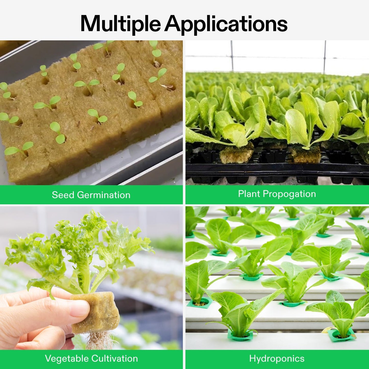 VIVOSUN 1" Rockwool Cubes, 200 Plugs Stonewool Starter Grow Cubes for Cuttings, Cloning, Plant Propagation, Seed Starting, Hydroponic Grow Media for Vigorous Plant Growth, 4 Sheets of 200 Plugs