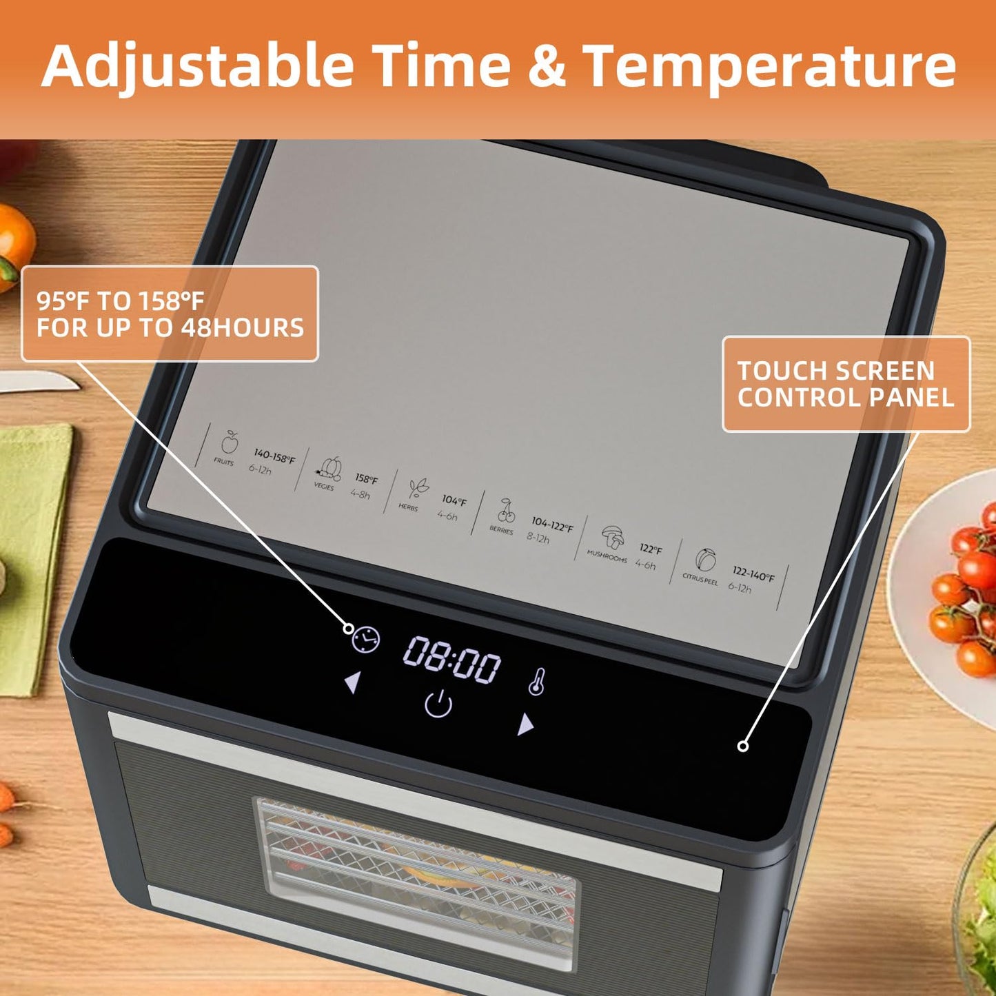 Food Dehydrator Machine for Jerky Beef: TINANA Stainless Steel Food Dryer for Meat - Digital Food Dehydrater for Fruit Herbs